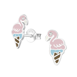 Kinderoorbellen Sterling zilver 925 Flamingo