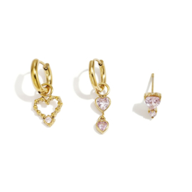 Creolen Chirurgisch staal Set simple hearts pink