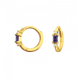 Creolen Sterling zilver 925 Cubic zirkonia paars
