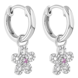 Creolen Sterling zilver 925 Flower met zirkonia "In Season Jewelry"