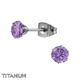 Oorbellen Titanium Tulp amethyst 5mm