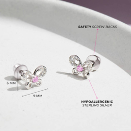 Kinderoorbellen Sterling zilver 925 met schroefsluiting Vlinder "In Season Jewelry"