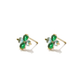 Oorbellen Chirurgisch staal Heart Green/blue