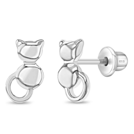 Kinderoorbellen Sterling zilver 925 met schroefsluiting Poesjes "In Season Jewelry"