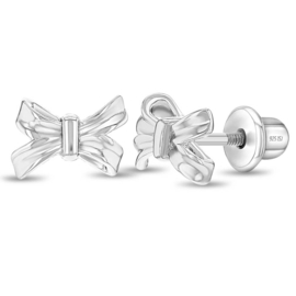 Kinderoorbellen Sterling zilver 925 met schroefsluiting Strikje "In Season Jewelry"