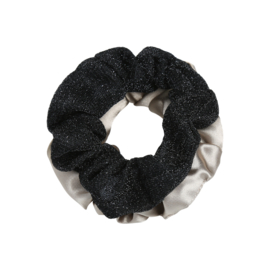 Haarelastiekjes scrunchie beige/zwart