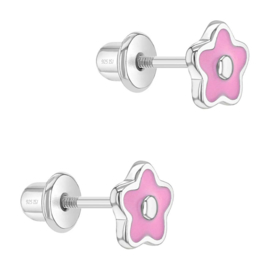 Kinderoorbellen Sterling zilver 925 met schroefsluiting Bloem "In Season Jewelry"
