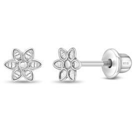 Kinderoorbellen Sterling zilver 925 met schroefsluiting Bloem mini "In Season Jewelry"