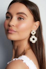 Oorbellen Chirurgisch staal Statement flower black