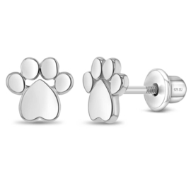 Kinderoorbellen Sterling zilver 925 met schroefsluiting Hondenpoot "In Season Jewelry"