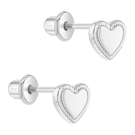 Kinderoorbellen Sterling zilver 925 met schroefsluiting Hartjes "In Season Jewelry"