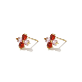 Oorbellen Chirurgisch staal Heart Red/pink