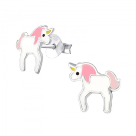 Kinderoorbellen Sterling zilver 925 Unicorn roze