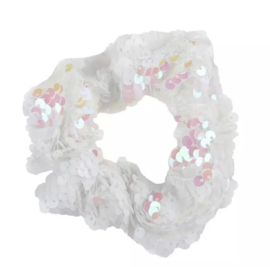 Haarelastiekjes pailletten scrunchie wit