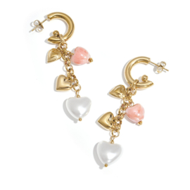 Oorbellen Chirurgisch staal Dangling heart