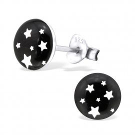 Kinderoorbellen Sterling zilver 925 Zwarte sterren