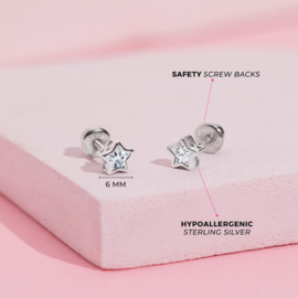 Kinderoorbellen Sterling zilver 925 met schroefsluiting Ster "In Season Jewelry"