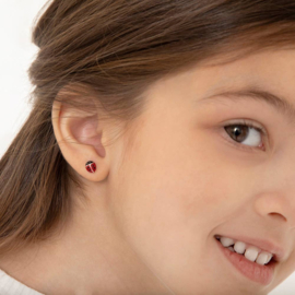 Kinderoorbellen Sterling zilver 925 met schroefsluiting Lieveheersbeestje "In Season Jewelry"