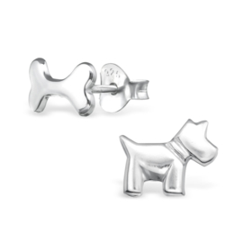 Kinderoorbellen Sterling zilver 925 Hond en bot