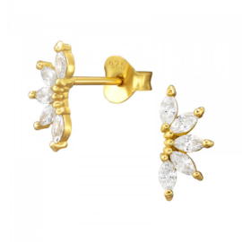 Oorbellen Sterling zilver 925 Bladeren met zirkonia