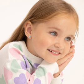Kinderoorbellen Sterling zilver 925 met schroefsluiting Opal vogel "In Season Jewelry"