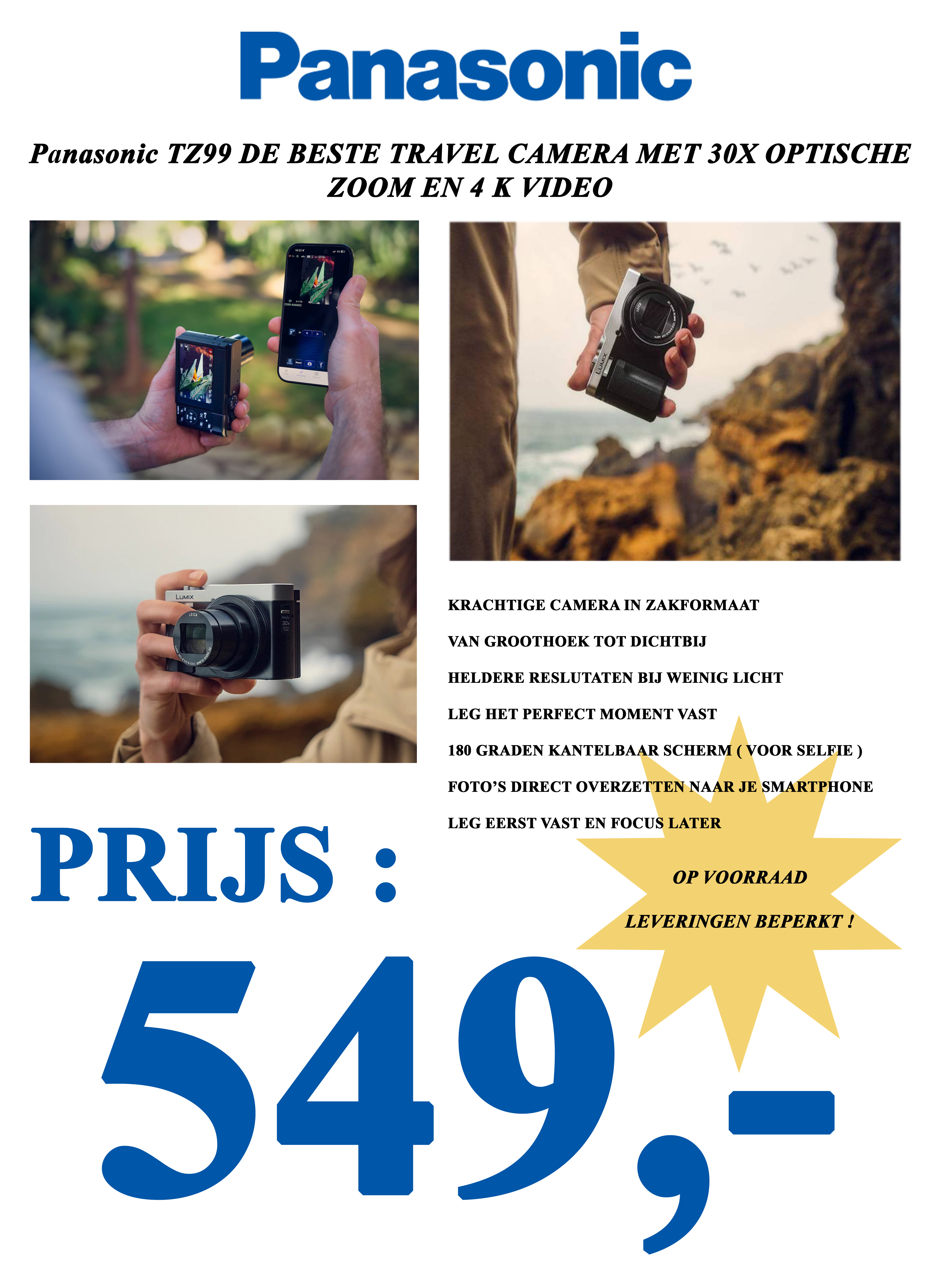 Panasonic TZ 99 Zilver-Zwart