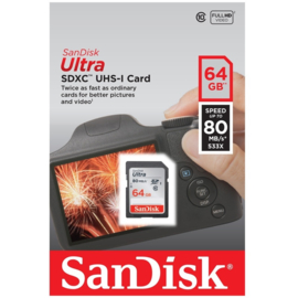 SanDisk 64GB SDXC Ultra UHS-I 80MB/s