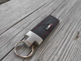 Alfa Romeo keychain leather, black/red sticked