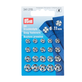 Prym aannaai drukknopen 6-11 mm zilver - 341.270