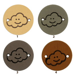 Leren label rond 2 cm - Cloud - 2 stuks