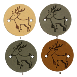 Leren label rond 2 cm - Deer - 2 stuks