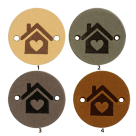 Leren label rond 2 cm - Home - 2 stuks