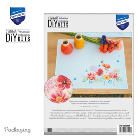Placemat borduurkit - Klaprozen en Wilde Bloemen