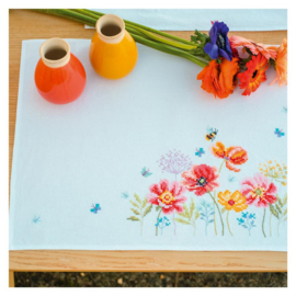 Placemat borduurkit - Klaprozen en Wilde Bloemen