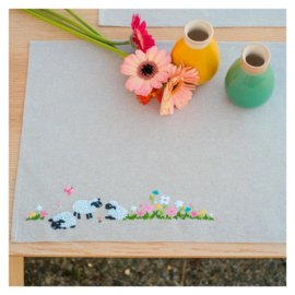 Placemat borduurkit - Schaapjes in de wei