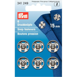 Prym aannaai drukknopen 15 mm zilver - 341.249