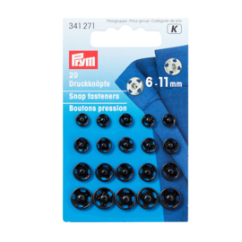 Prym aannaai drukknopen 6-11 mm zwart - 341.271