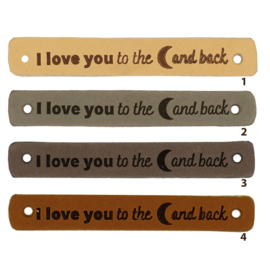 Leren label - I love you to the ☾and back - 2 stuks