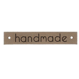 Lichtbruin Leren Label Handmade - per 3 stuks