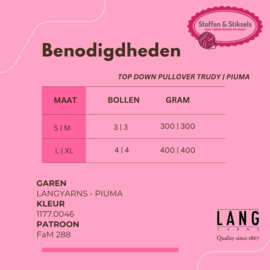 Top Down Pullover Trudy - Piuma by LANGyarns