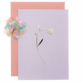 Paper Poetry wenskaart - Lila met gouden bloem