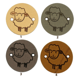Leren label rond 2 cm - Sheep - 2 stuks