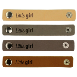 Leren label met drukknoop - Little Girl - 2 stuks