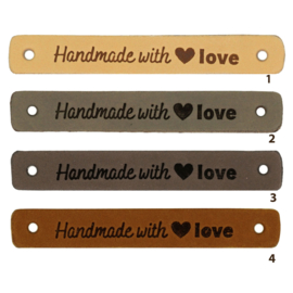 Leren label - Handmade with ♥ Love - 2 stuks