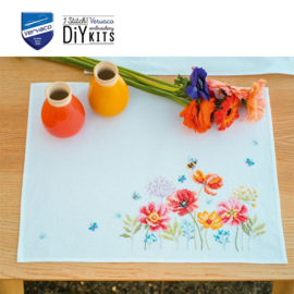 Placemat borduurkit - Klaprozen en Wilde Bloemen