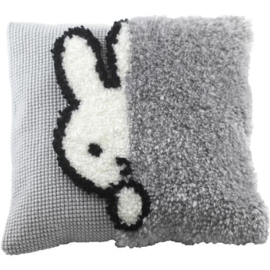 Knoop & kruissteek kussenpakket Nijntje - grijs 40 x 40 cm