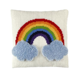 Knoop & kruissteek kussenpakket Regenboog 40 x 40 cm