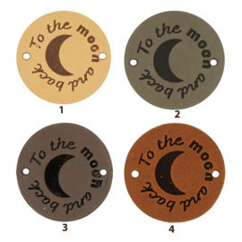 Leren label rond 3,5 cm - To the moon and back ☾ - 2 stuks