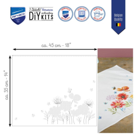 Placemat borduurkit - Klaprozen en Wilde Bloemen