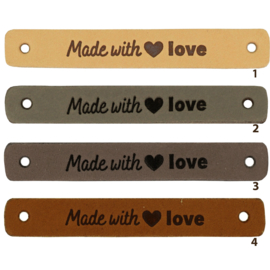 Leren label - Made with ♥ Love - 2 stuks